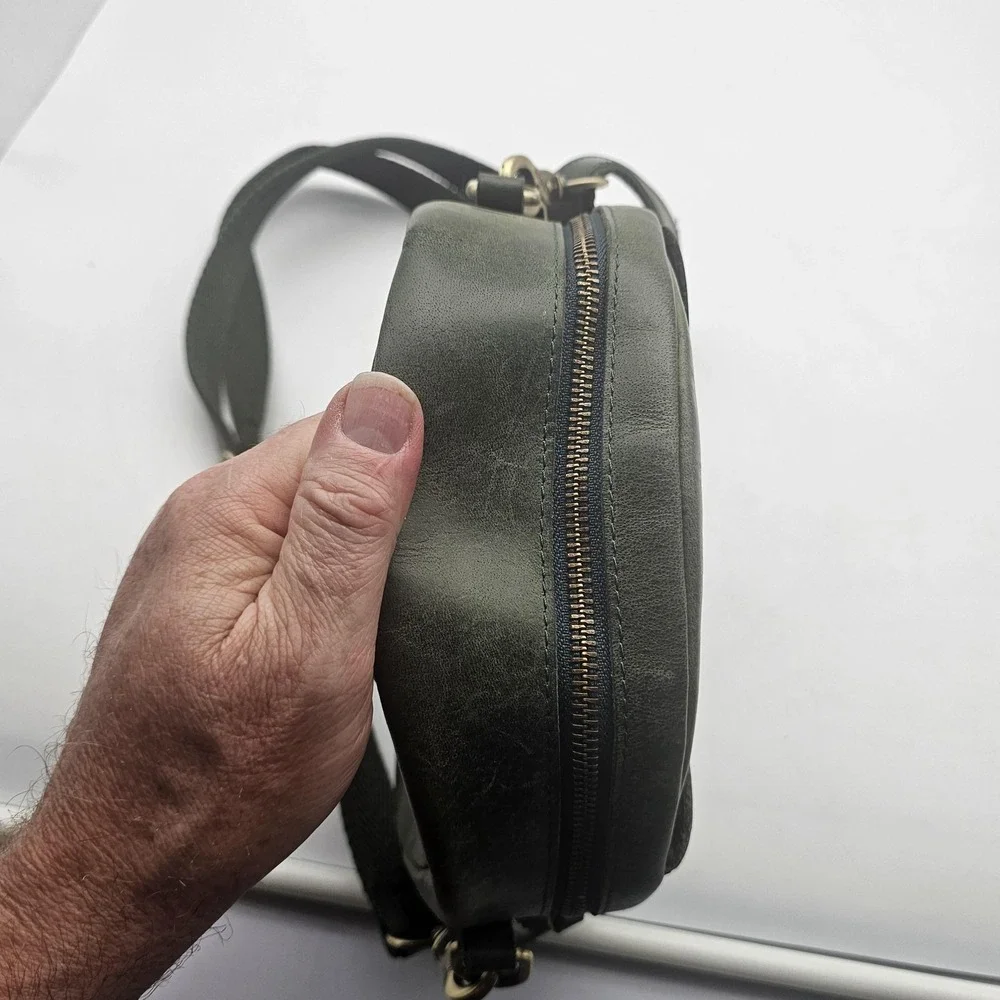 S-ZONE Crossbody Purse Womens Small Green Leather Round Circle Bag Zip